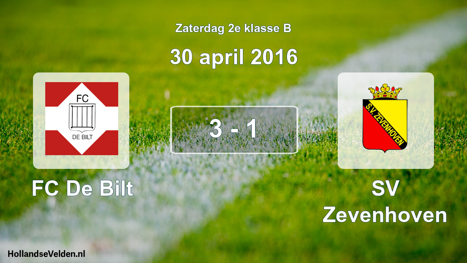 Total number of matches played: FC De Bilt - SV Zevenhoven 3 - 1 (30 April 2016)