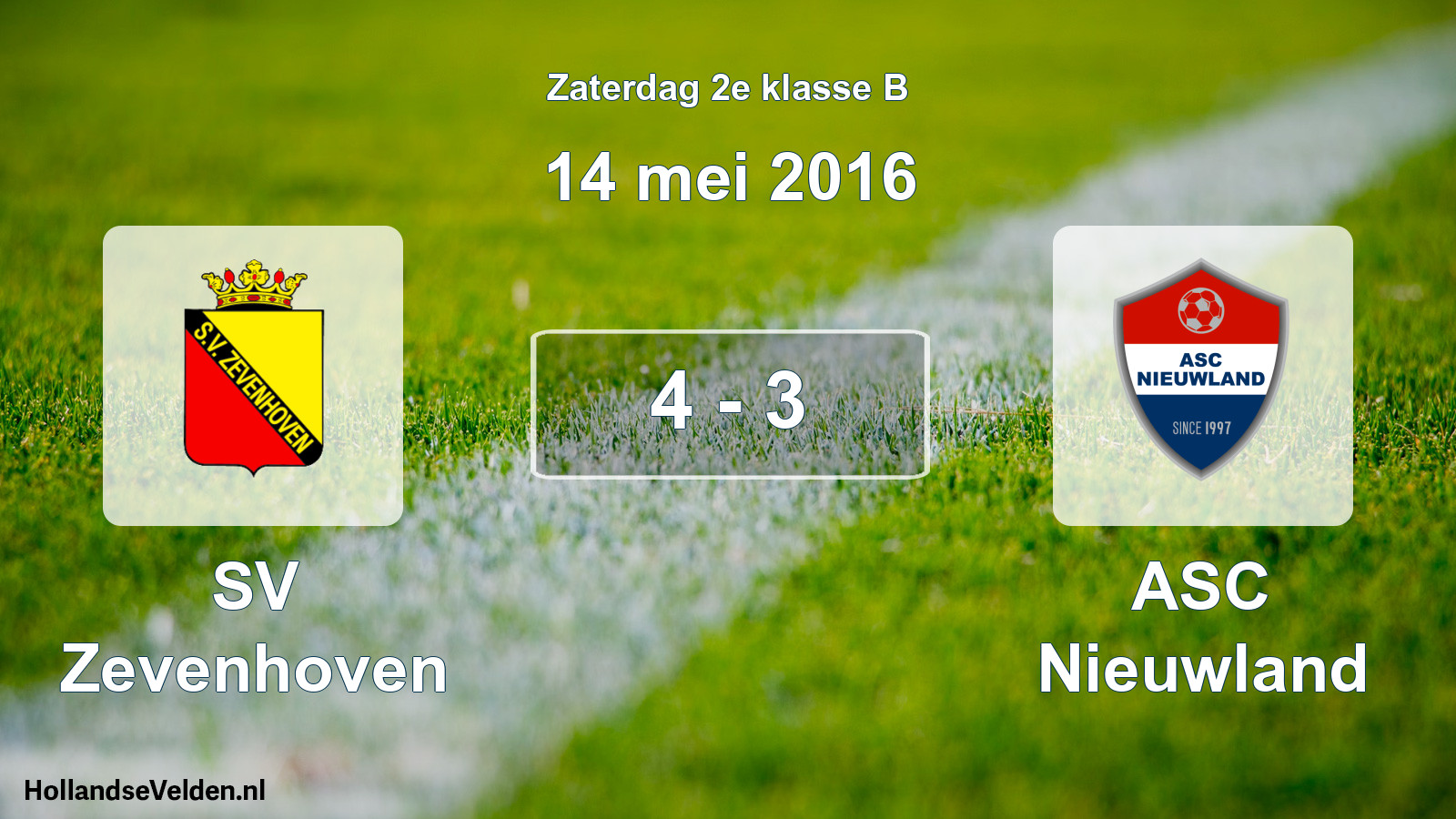 Total number of matches played: SV Zevenhoven - ASC Nieuwland 4 - 3 (14 May 2016)