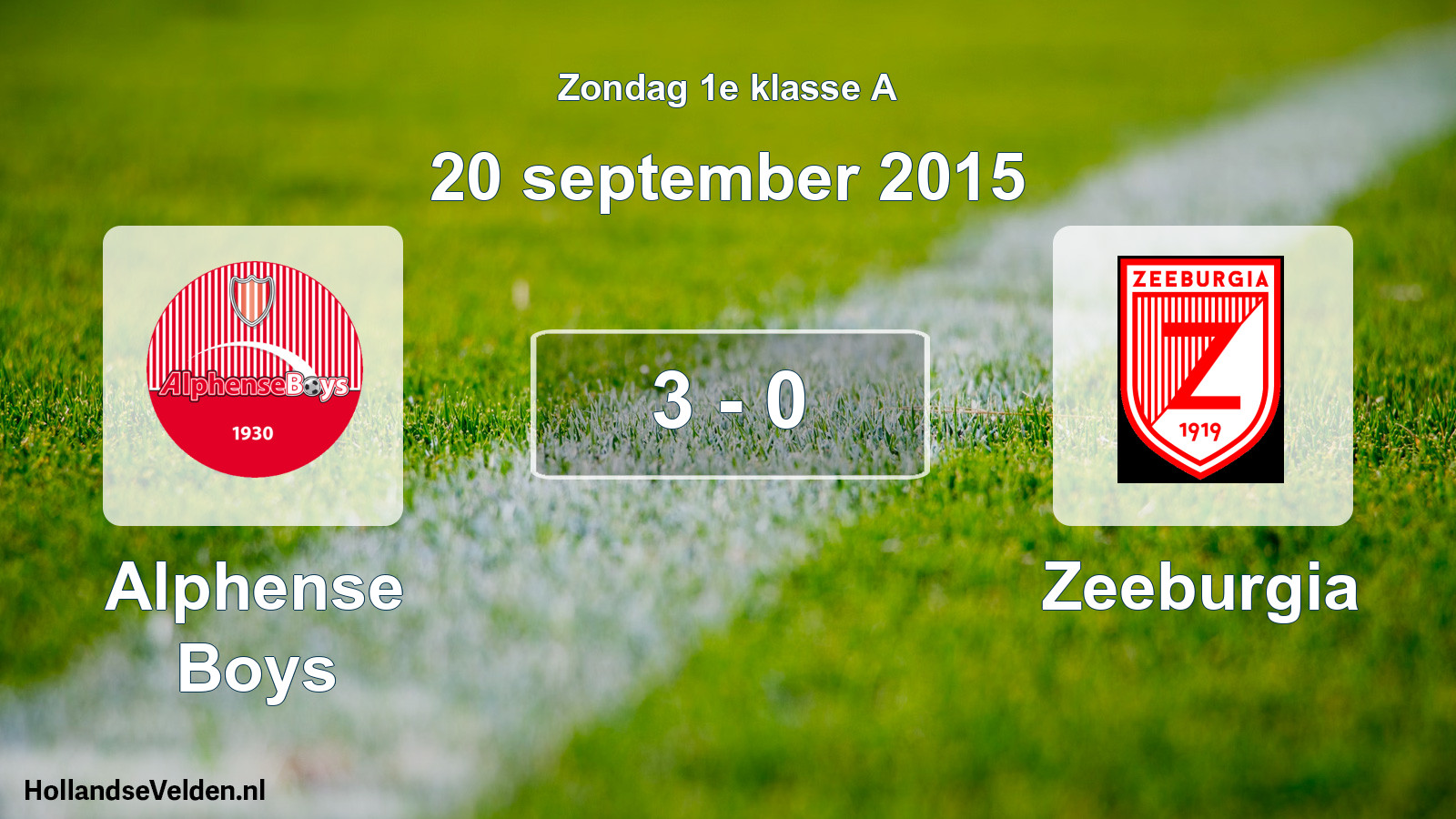 Total number of matches played: Alphense Boys - Zeeburgia 3 - 0 (20 September 2015)