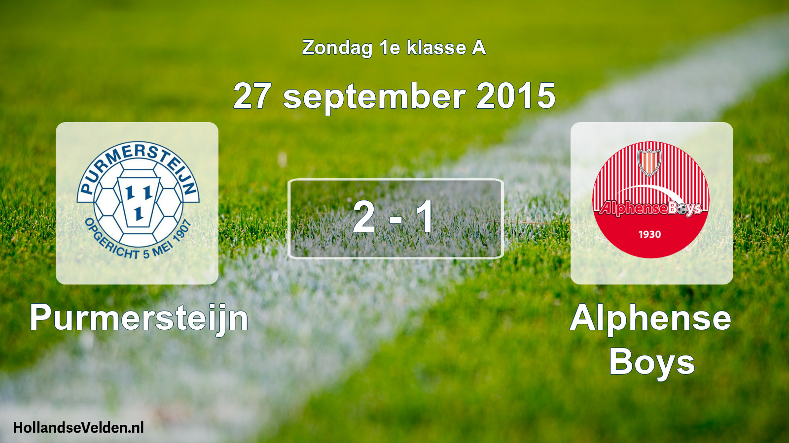 Total number of matches played: Purmersteijn - Alphense Boys 2 - 1 (27 September 2015)