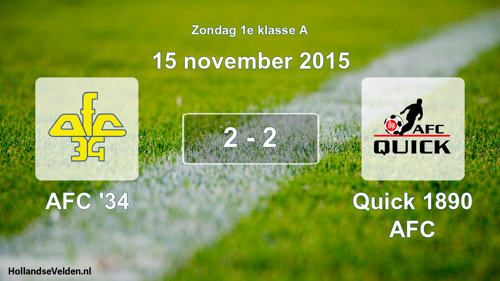 Total number of matches played: AFC '34 - Quick 1890 AFC 2 - 2 (15 November 2015)