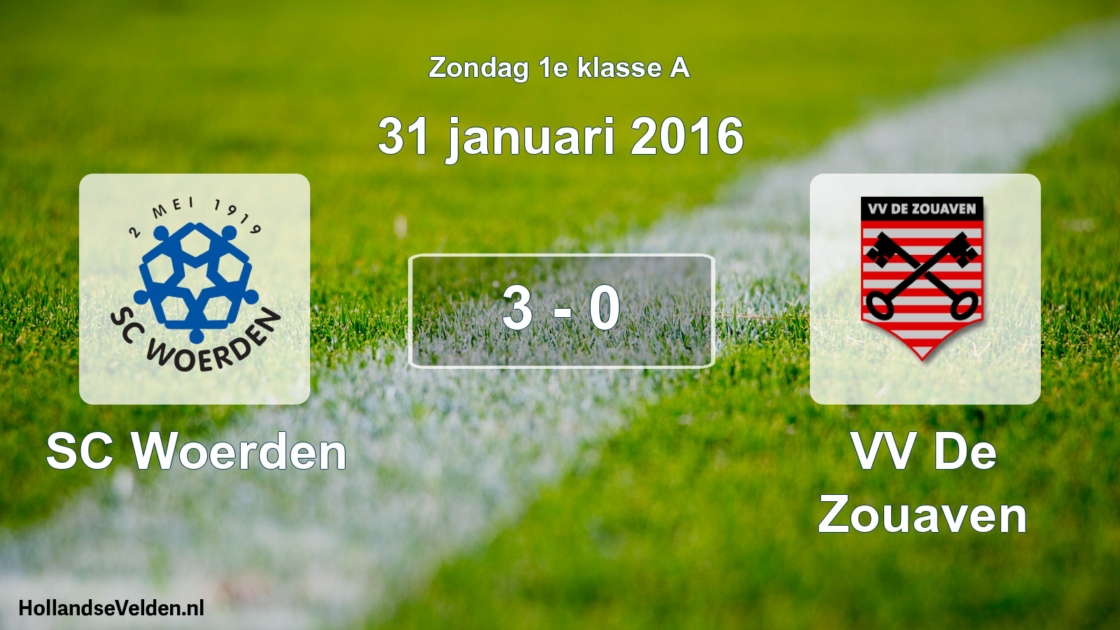 Total number of matches played: SC Woerden - VV De Zouaven 3 - 0 (31 January 2016)
