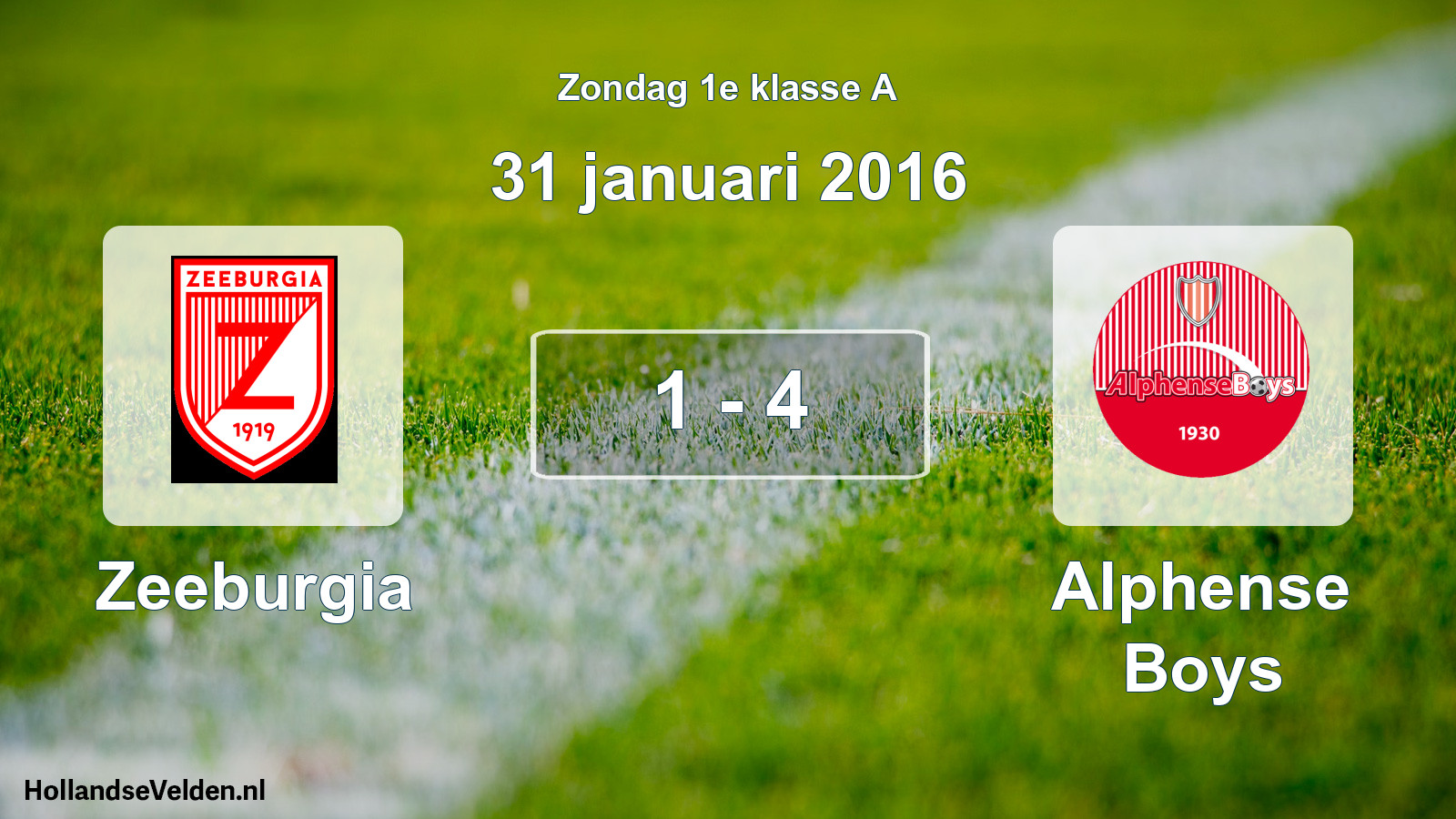 Total number of matches played: Zeeburgia - Alphense Boys 1 - 4 (31 January 2016)