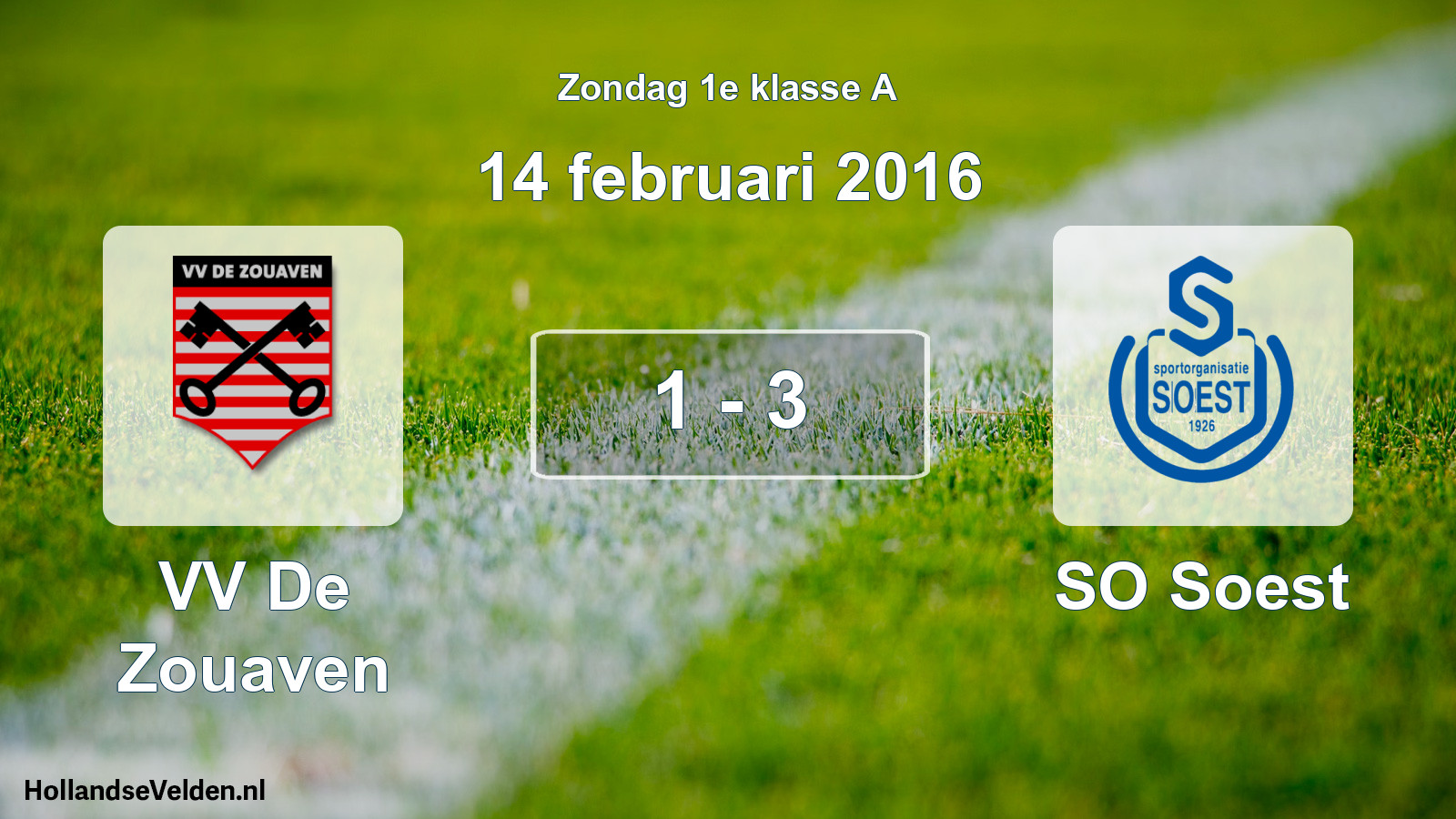 Total number of matches played: VV De Zouaven - SO Soest 1 - 3 (14 February 2016)