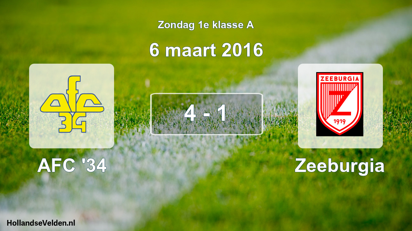 Total number of matches played: AFC '34 - Zeeburgia 4 - 1 (6 March 2016)