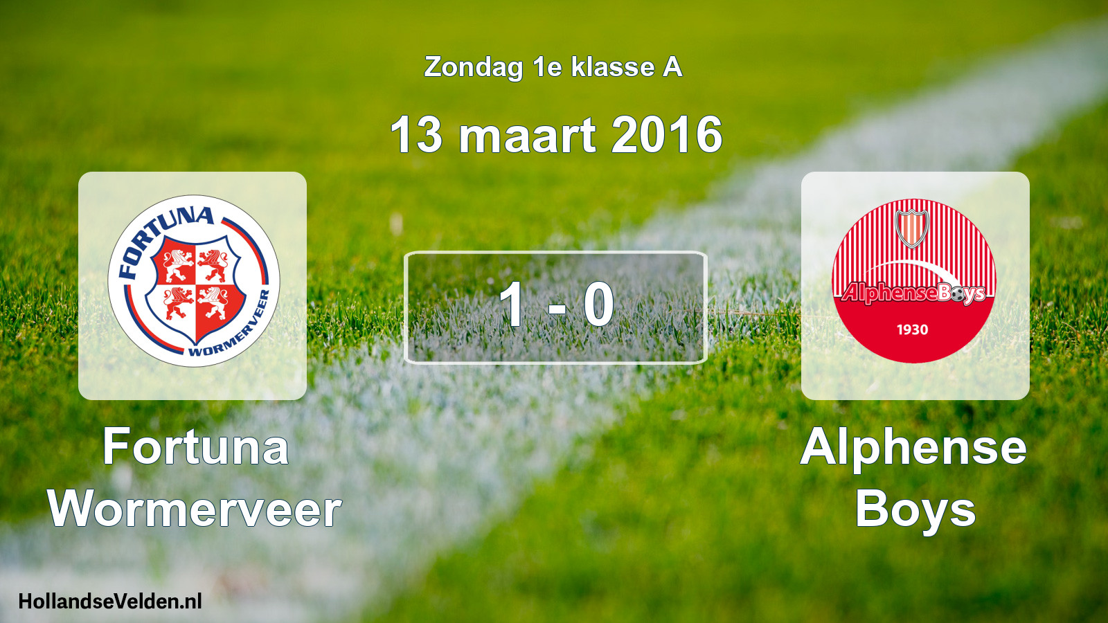 Total number of matches played: Fortuna Wormerveer - Alphense Boys 1 - 0 (13 March 2016)