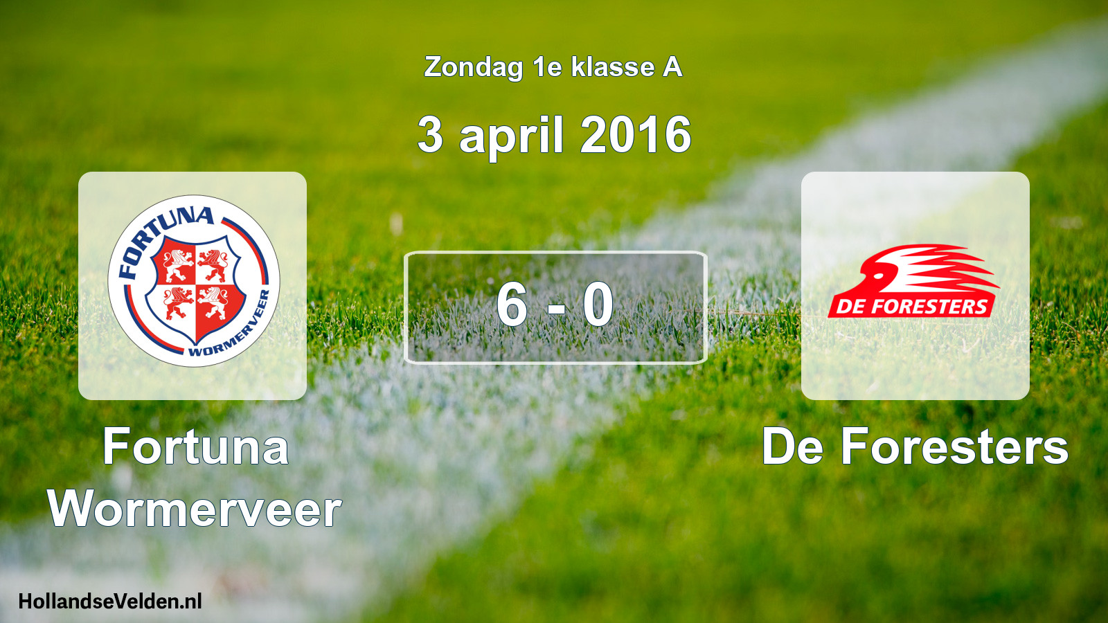Total number of matches played: Fortuna Wormerveer - De Foresters 6 - 0 (3 April 2016)