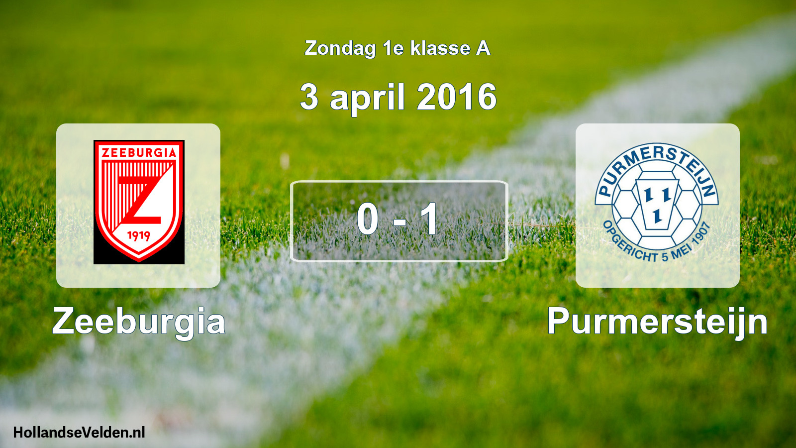 Total number of matches played: Zeeburgia - Purmersteijn 0 - 1 (3 April 2016)