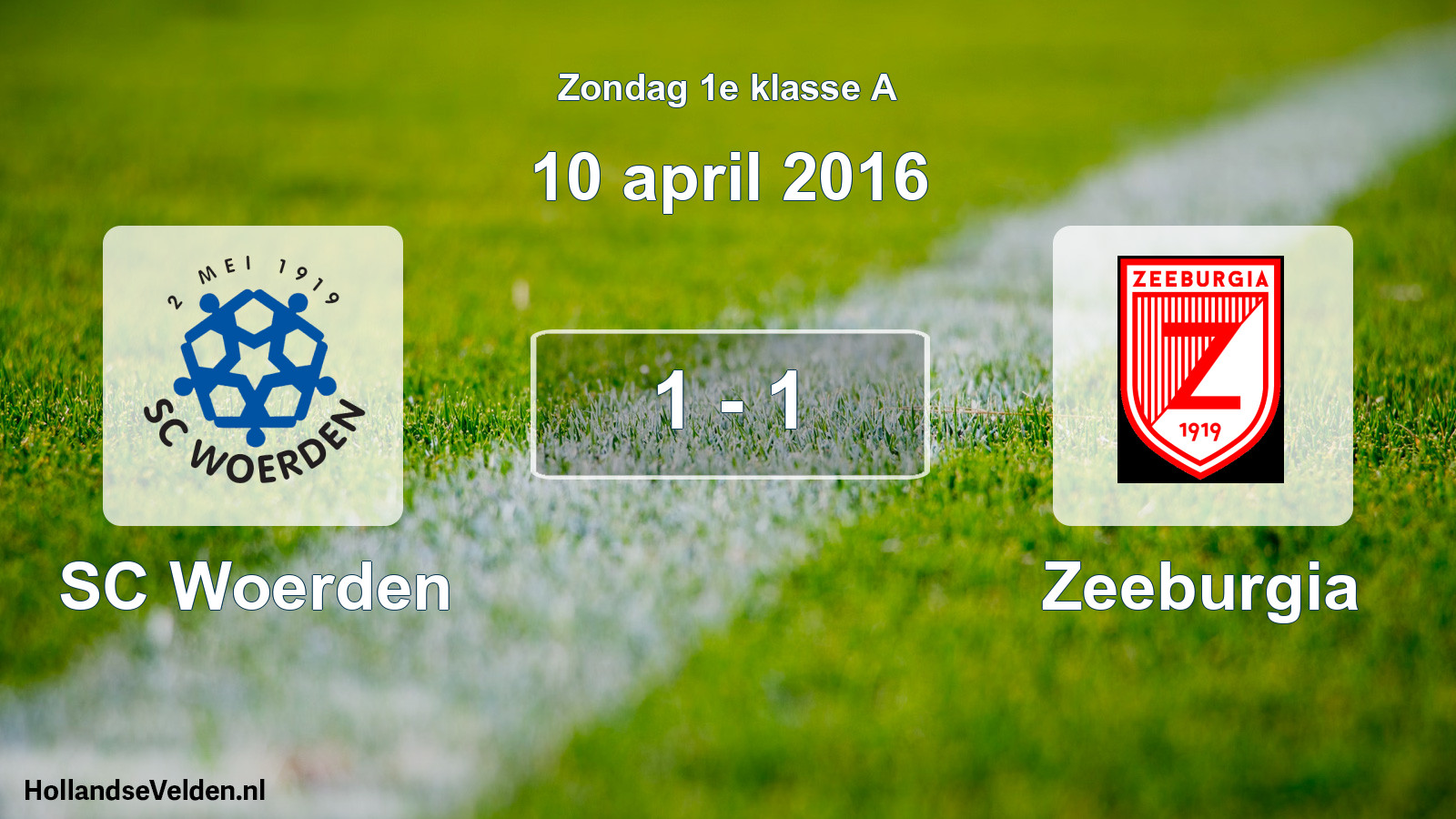 Total number of matches played: SC Woerden - Zeeburgia 1 - 1 (10 April 2016)