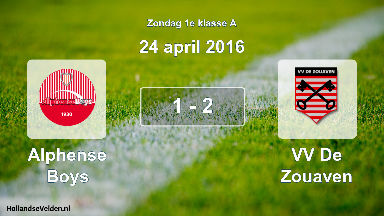 Total number of matches played: Alphense Boys - VV De Zouaven 1 - 2 (24 April 2016)