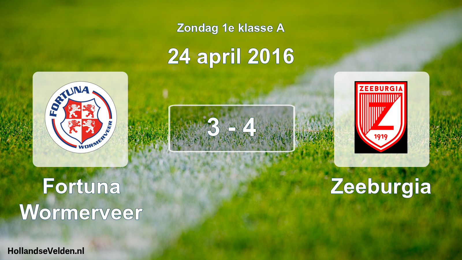 Total number of matches played: Fortuna Wormerveer - Zeeburgia 3 - 4 (24 April 2016)