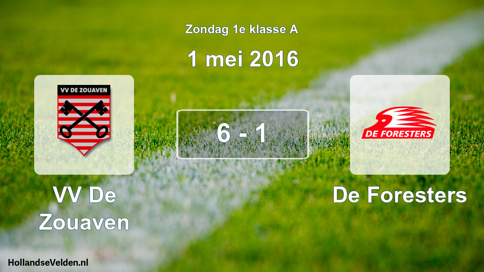 Total number of matches played: VV De Zouaven - De Foresters 6 - 1 (1 May 2016)