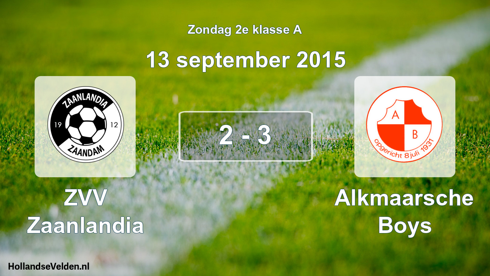Total number of matches played: ZVV Zaanlandia - Alkmaarsche Boys 2 - 3 (13 September 2015)