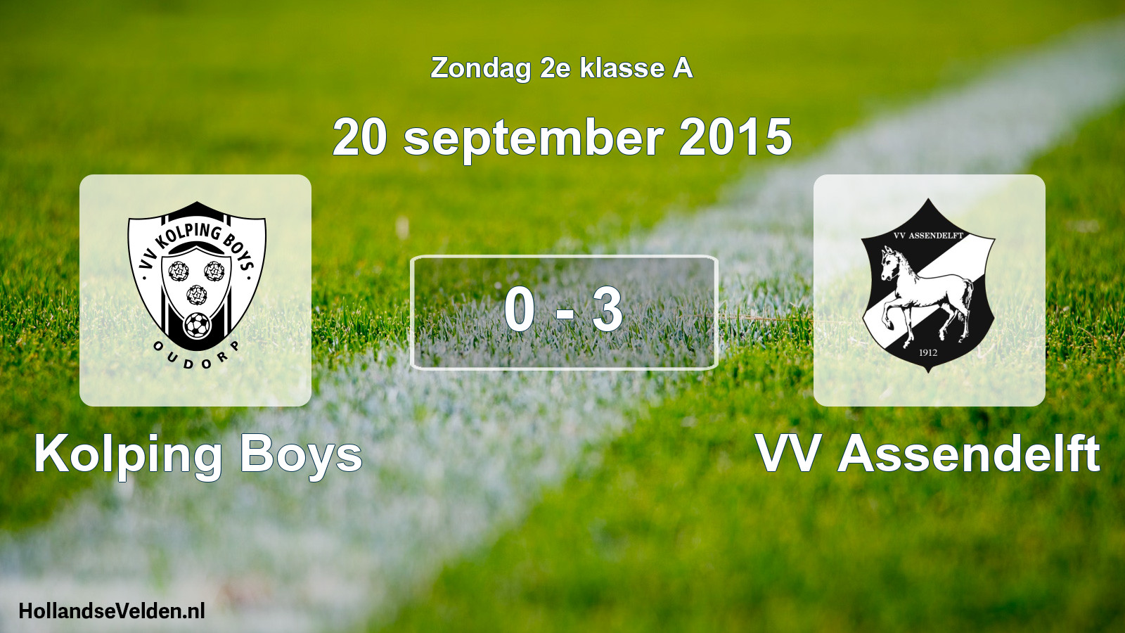 Total number of matches played: Kolping Boys - VV Assendelft 0 - 3 (20 September 2015)