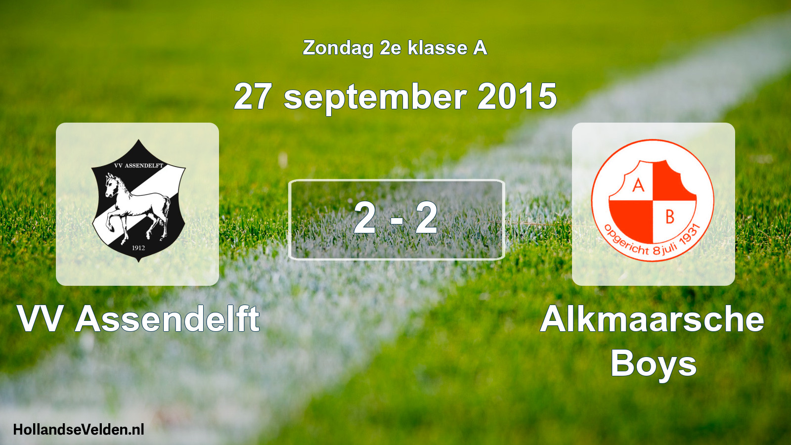 Total number of matches played: VV Assendelft - Alkmaarsche Boys 2 - 2 (27 September 2015)
