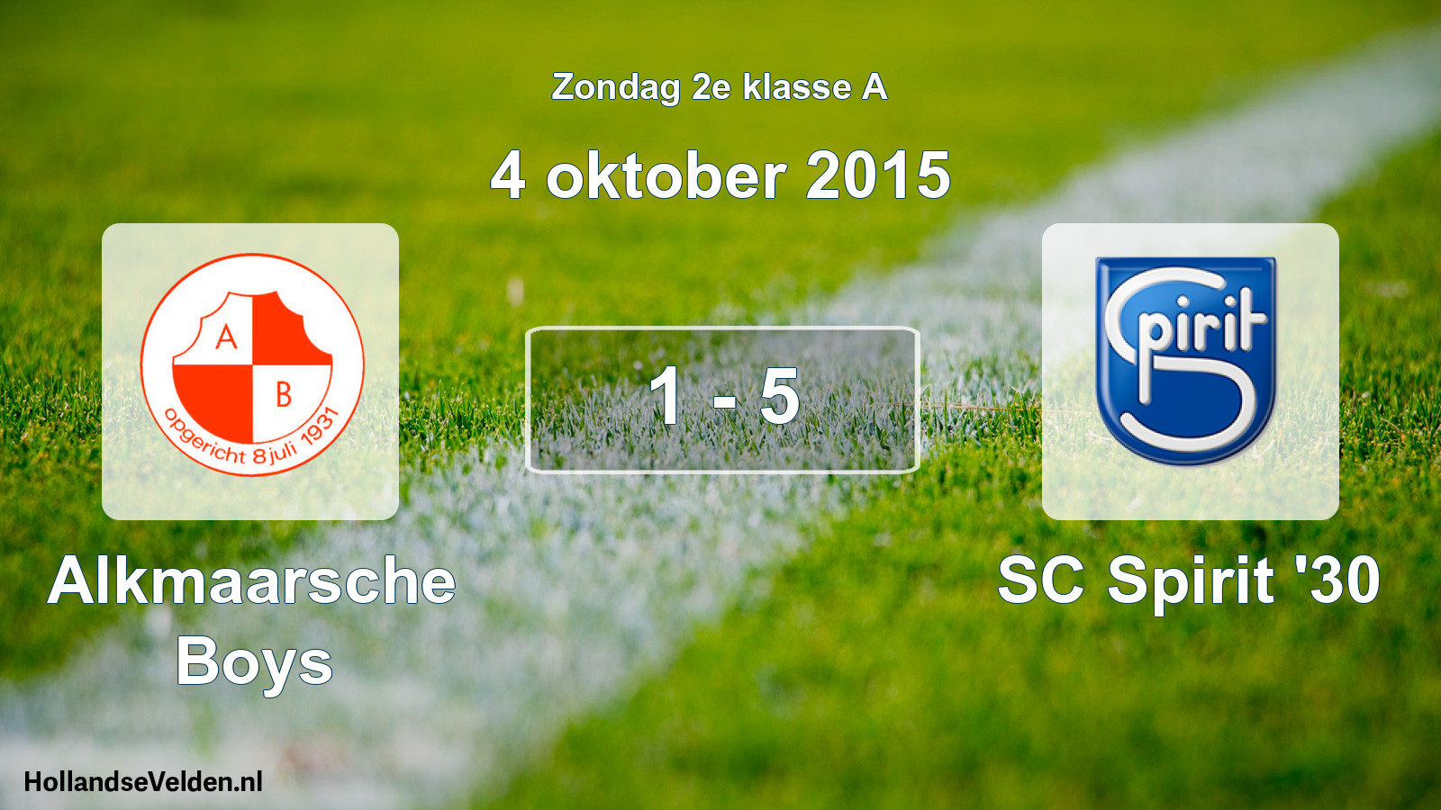 Total number of matches played: Alkmaarsche Boys - SC Spirit '30 1 - 5 (4 October 2015)