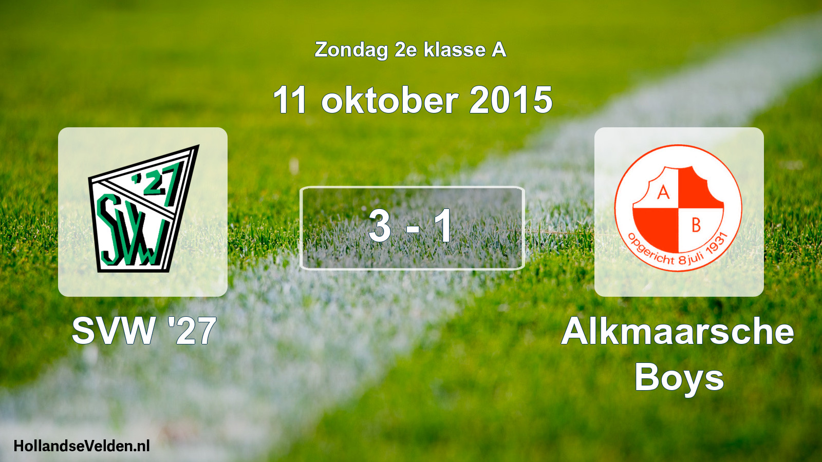 Total number of matches played: SVW '27 - Alkmaarsche Boys 3 - 1 (11 October 2015)