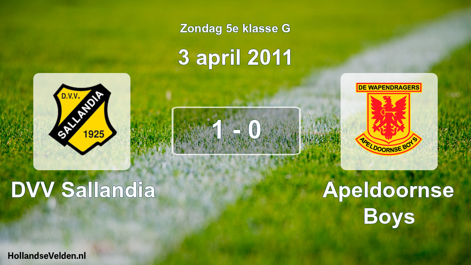Total number of matches played: DVV Sallandia - Apeldoornse Boys 1 - 0 (3 April 2011)