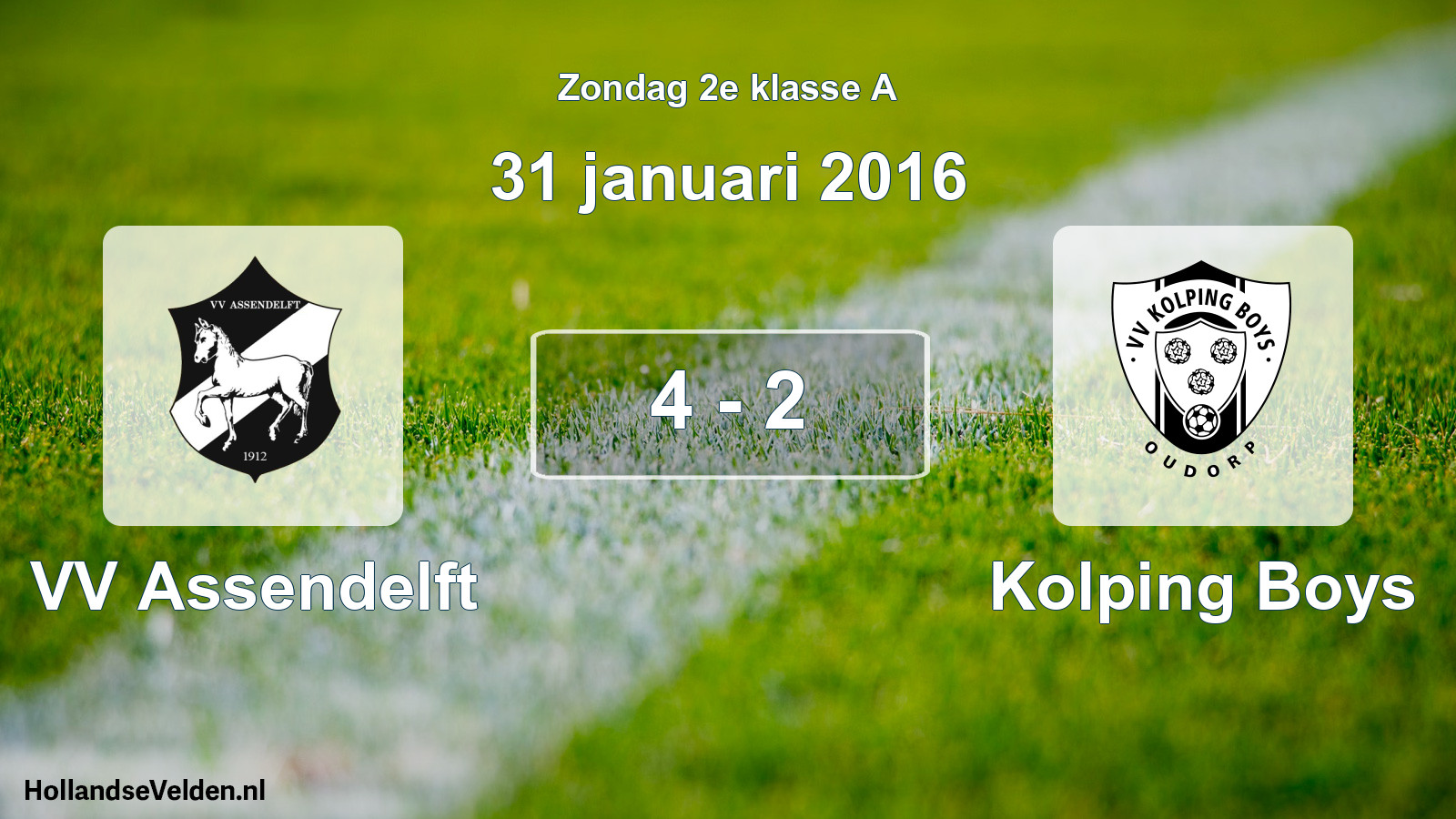 Total number of matches played: VV Assendelft - Kolping Boys 4 - 2 (31 January 2016)