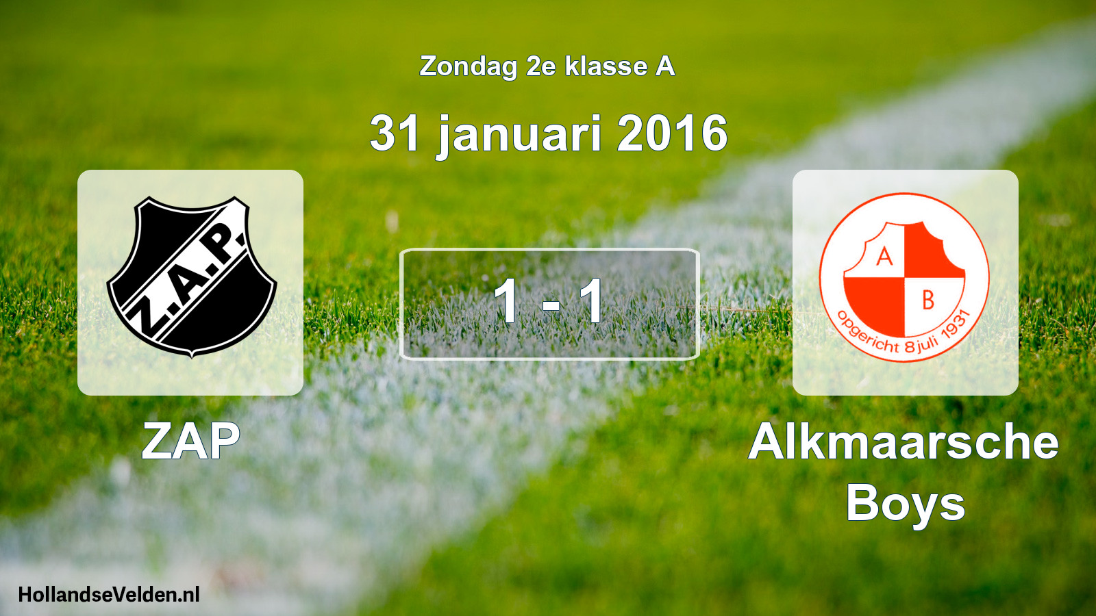 Total number of matches played: ZAP - Alkmaarsche Boys 1 - 1 (31 January 2016)