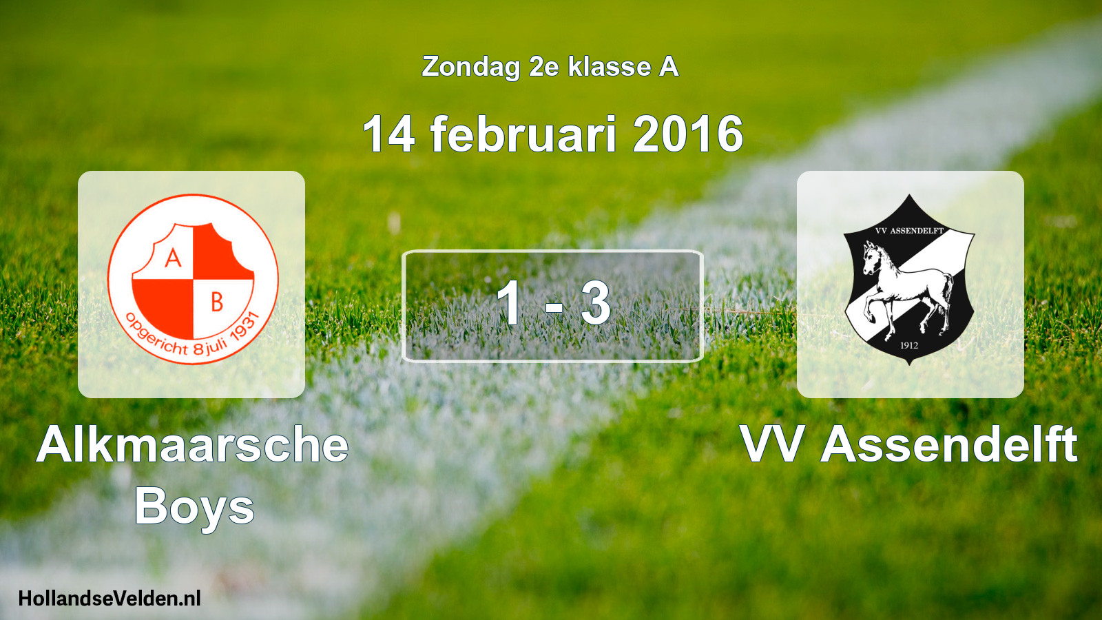 Total number of matches played: Alkmaarsche Boys - VV Assendelft 1 - 3 (14 February 2016)