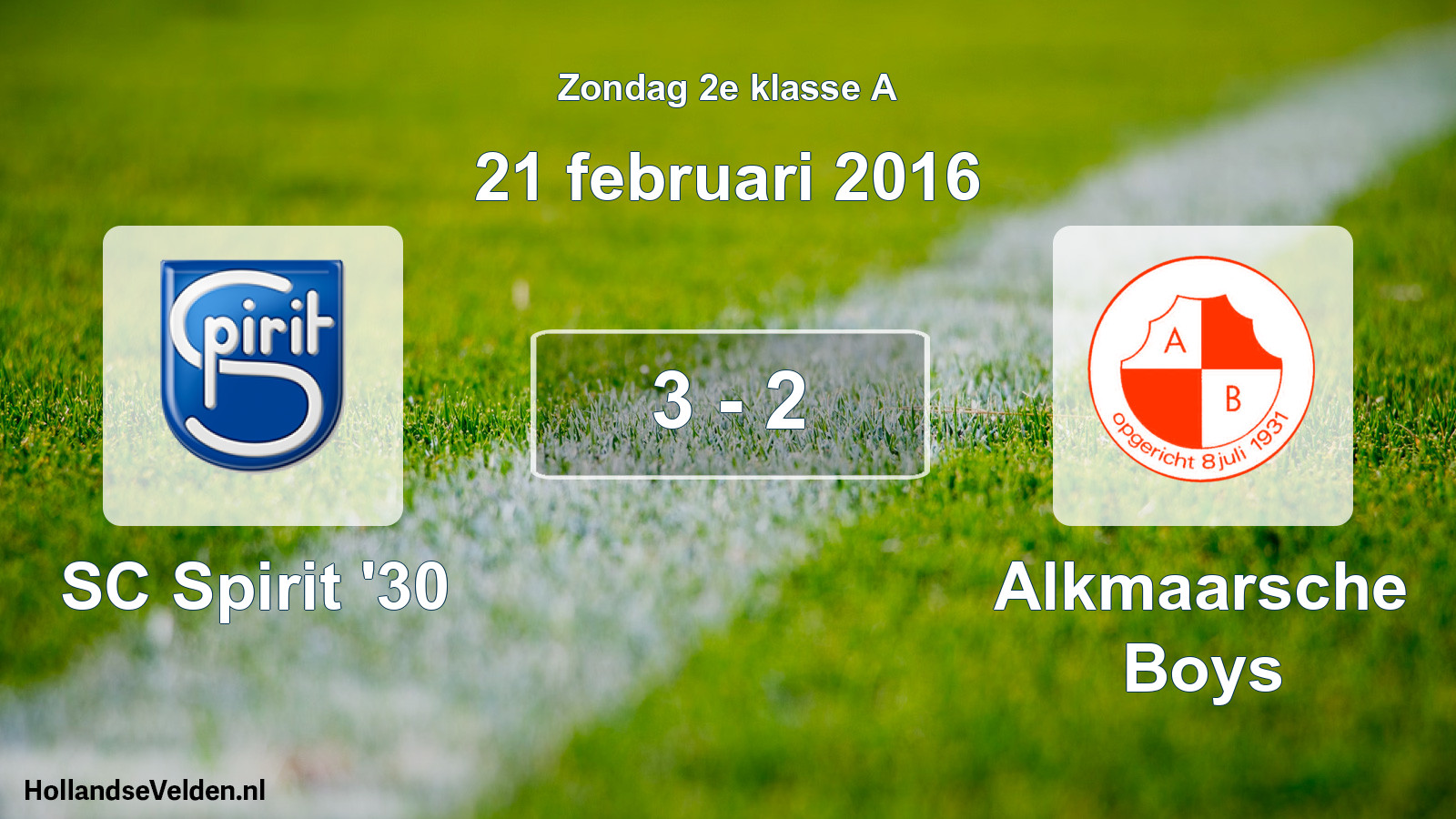 Total number of matches played: SC Spirit '30 - Alkmaarsche Boys 3 - 2 (21 February 2016)