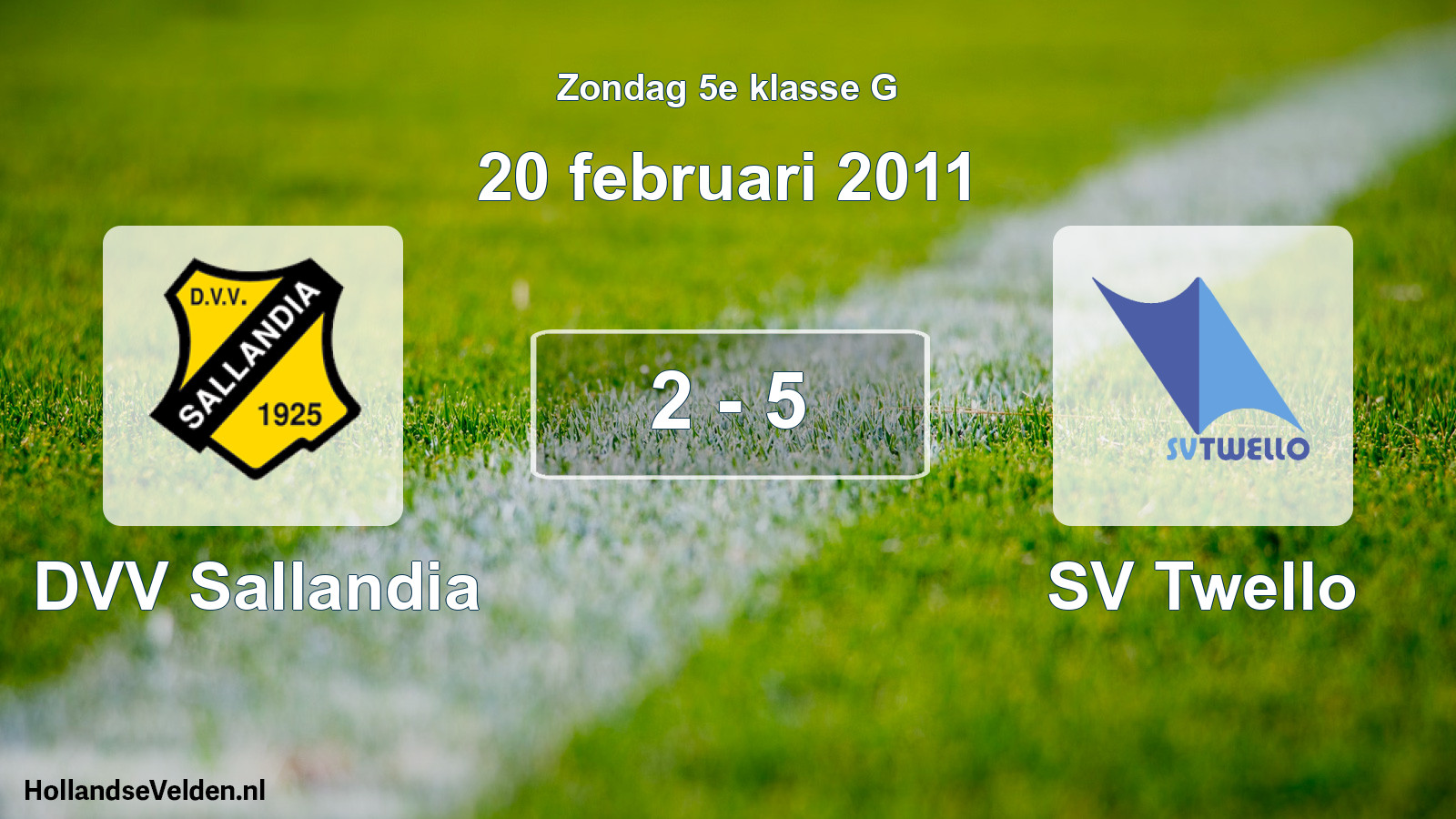 Total number of matches played: DVV Sallandia - SV Twello 2 - 5 (20 February 2011)