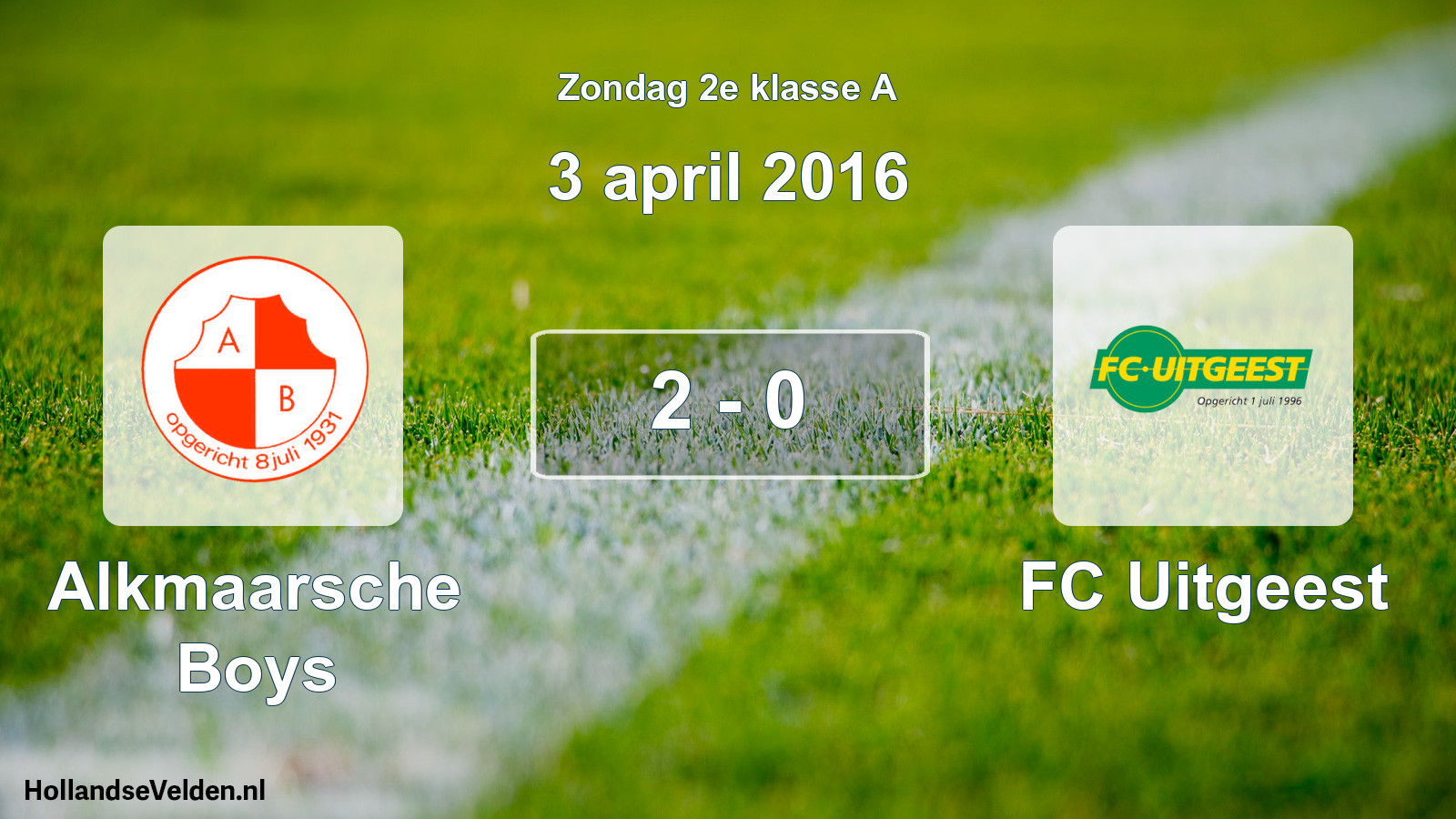 Total number of matches played: Alkmaarsche Boys - FC Uitgeest 2 - 0 (3 April 2016)