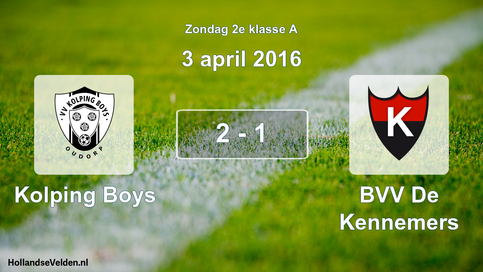 Total number of matches played: Kolping Boys - BVV De Kennemers 2 - 1 (3 April 2016)