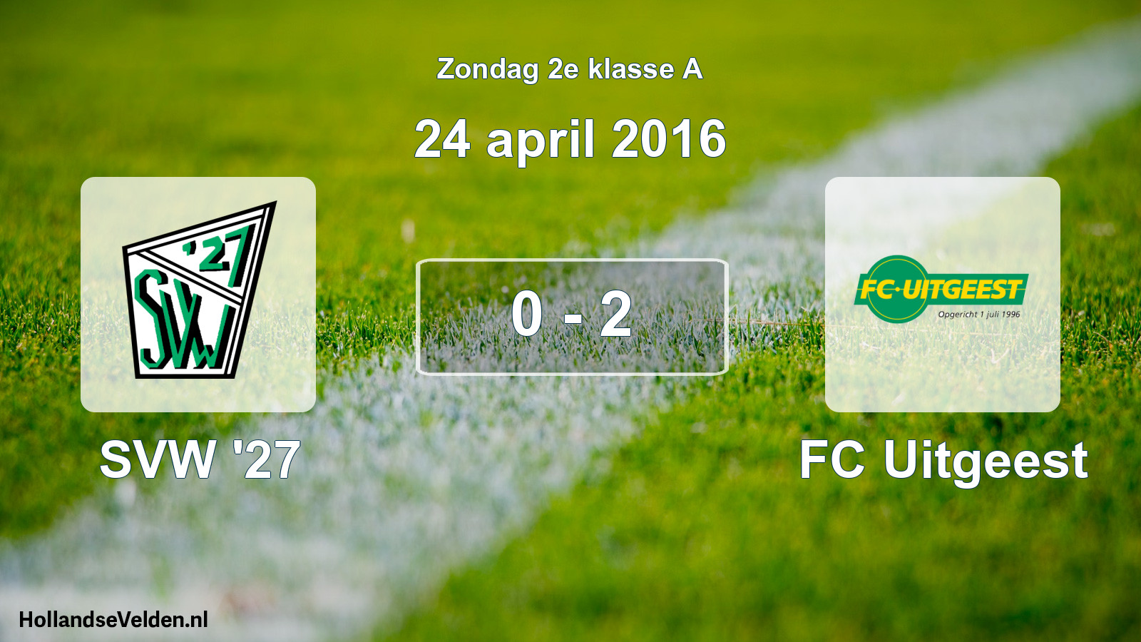 Total number of matches played: SVW '27 - FC Uitgeest 0 - 2 (24 April 2016)