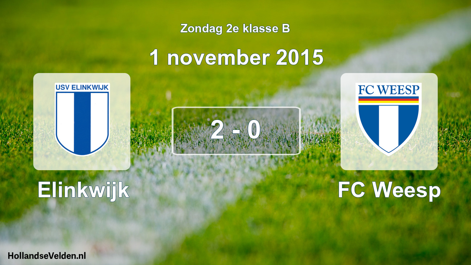 Total number of matches played: Elinkwijk - FC Weesp 2 - 0 (1 November 2015)