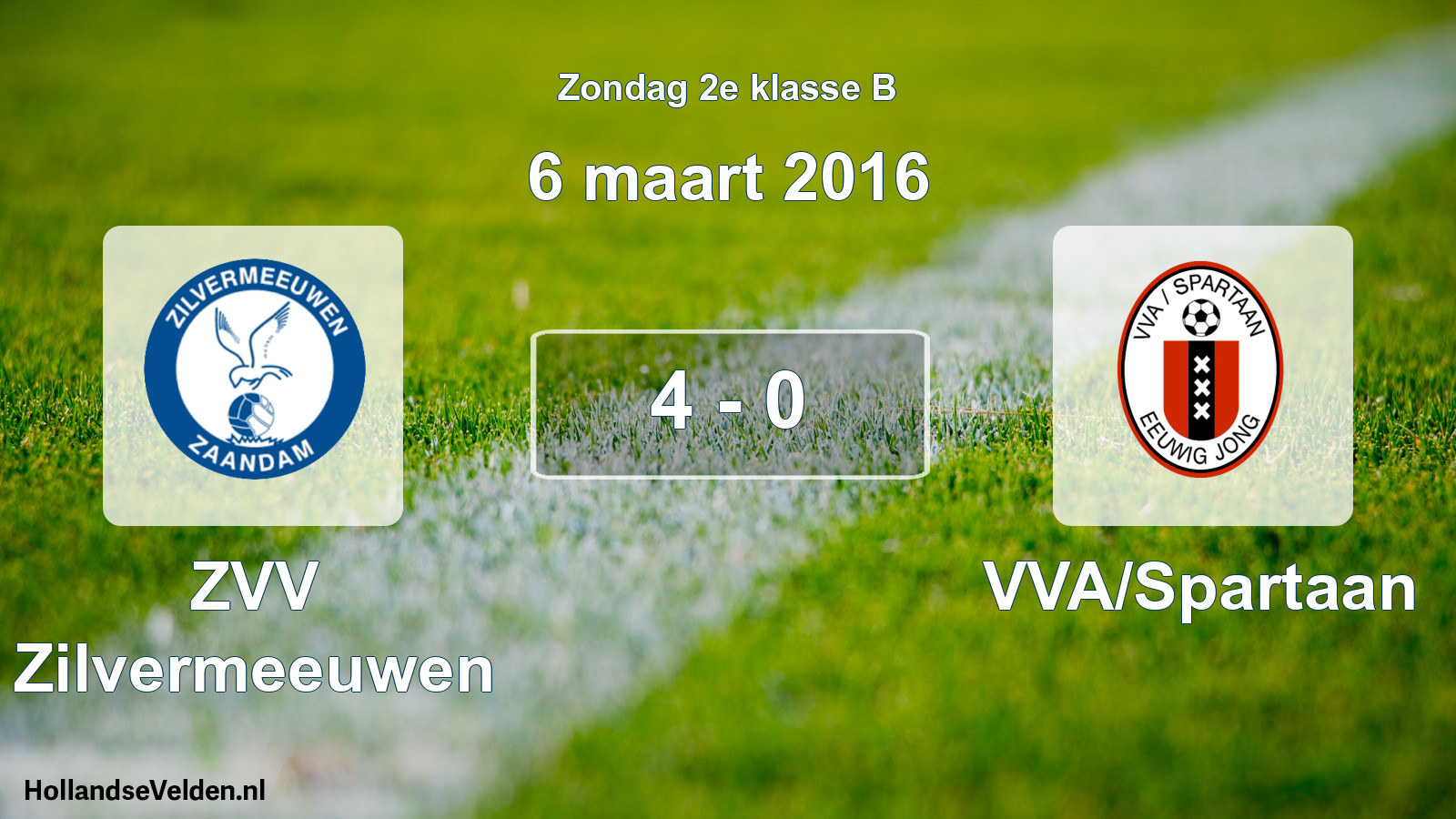 Total number of matches played: ZVV Zilvermeeuwen - VVA/Spartaan 4 - 0 (6 March 2016)