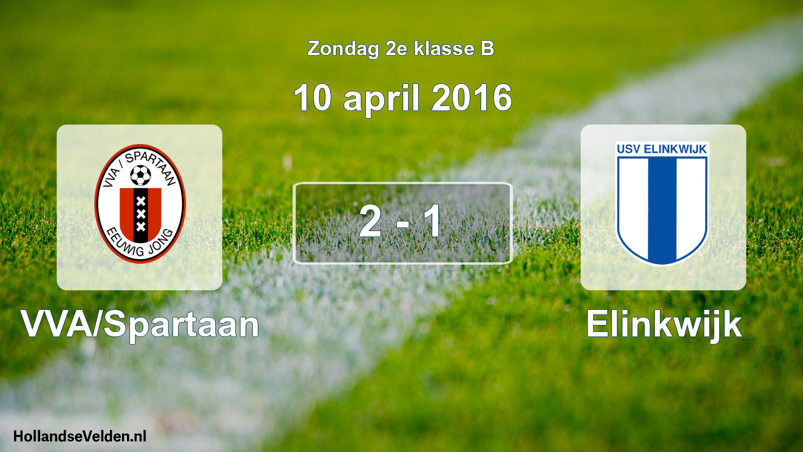 Total number of matches played: VVA/Spartaan - Elinkwijk 2 - 1 (10 April 2016)