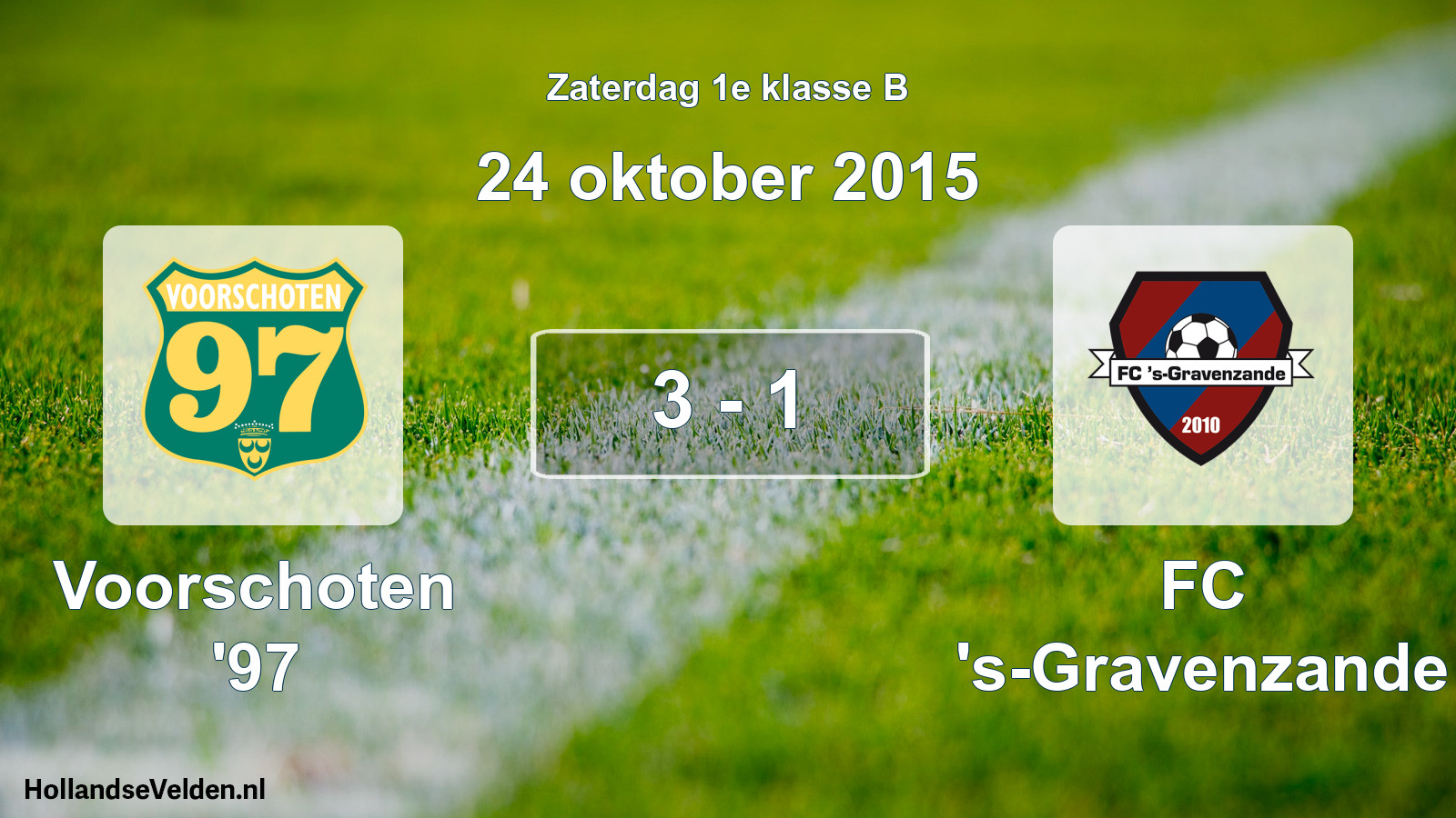 Total number of matches played: Voorschoten '97 - FC 's-Gravenzande 3 - 1 (24 October 2015)