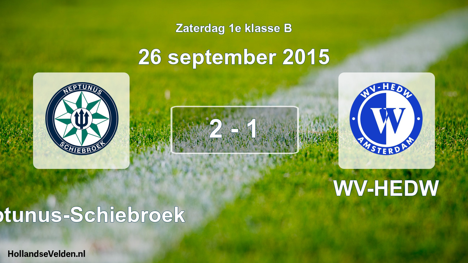 Total number of matches played: Neptunus-Schiebroek - WV-HEDW 2 - 1 (26 September 2015)
