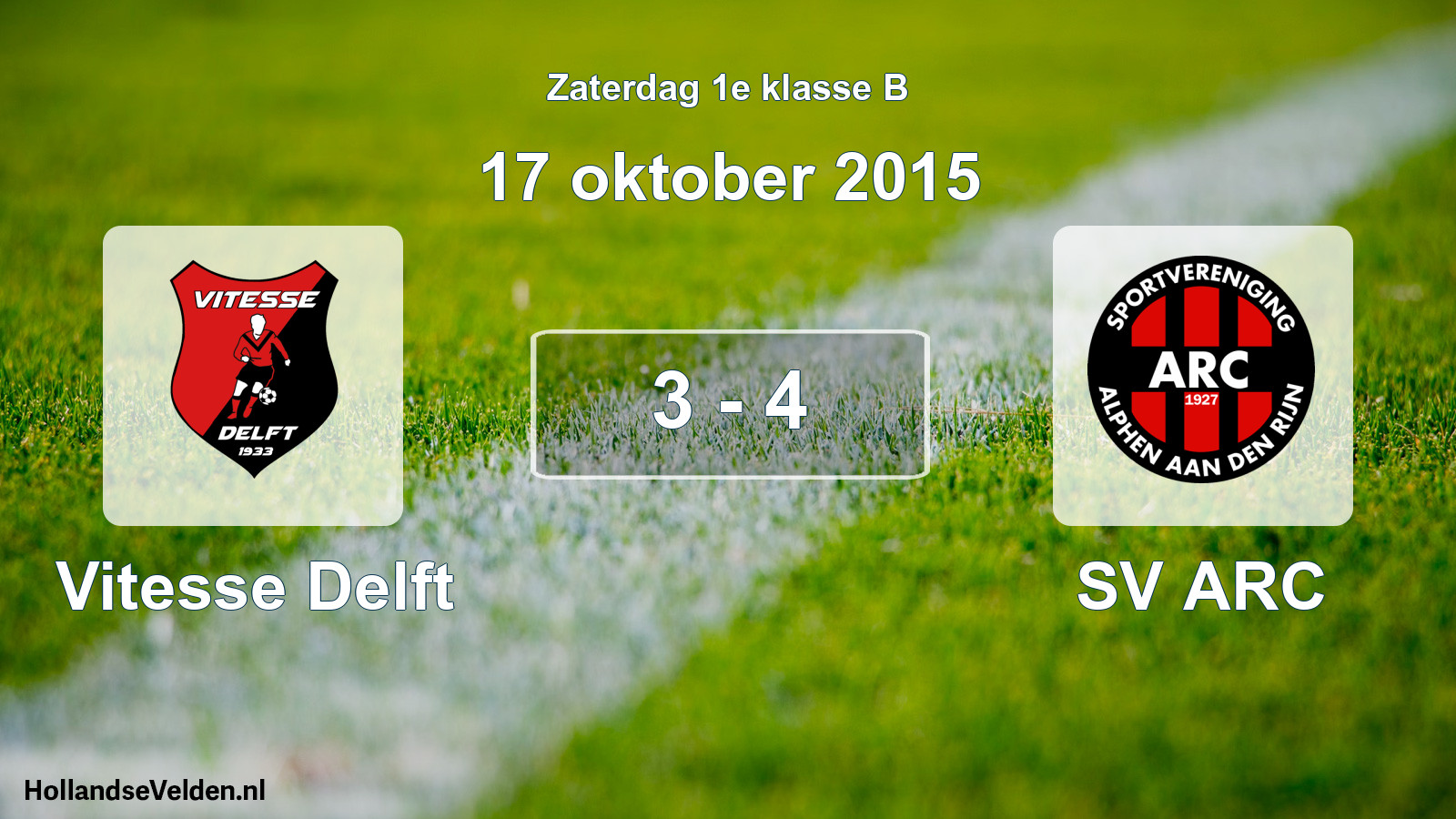 Total number of matches played: Vitesse Delft - SV ARC 3 - 4 (17 October 2015)