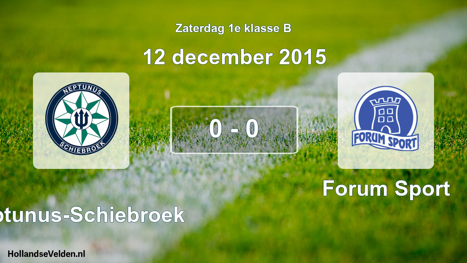 Total number of matches played: Neptunus-Schiebroek - Forum Sport 0 - 0 (12 December 2015)