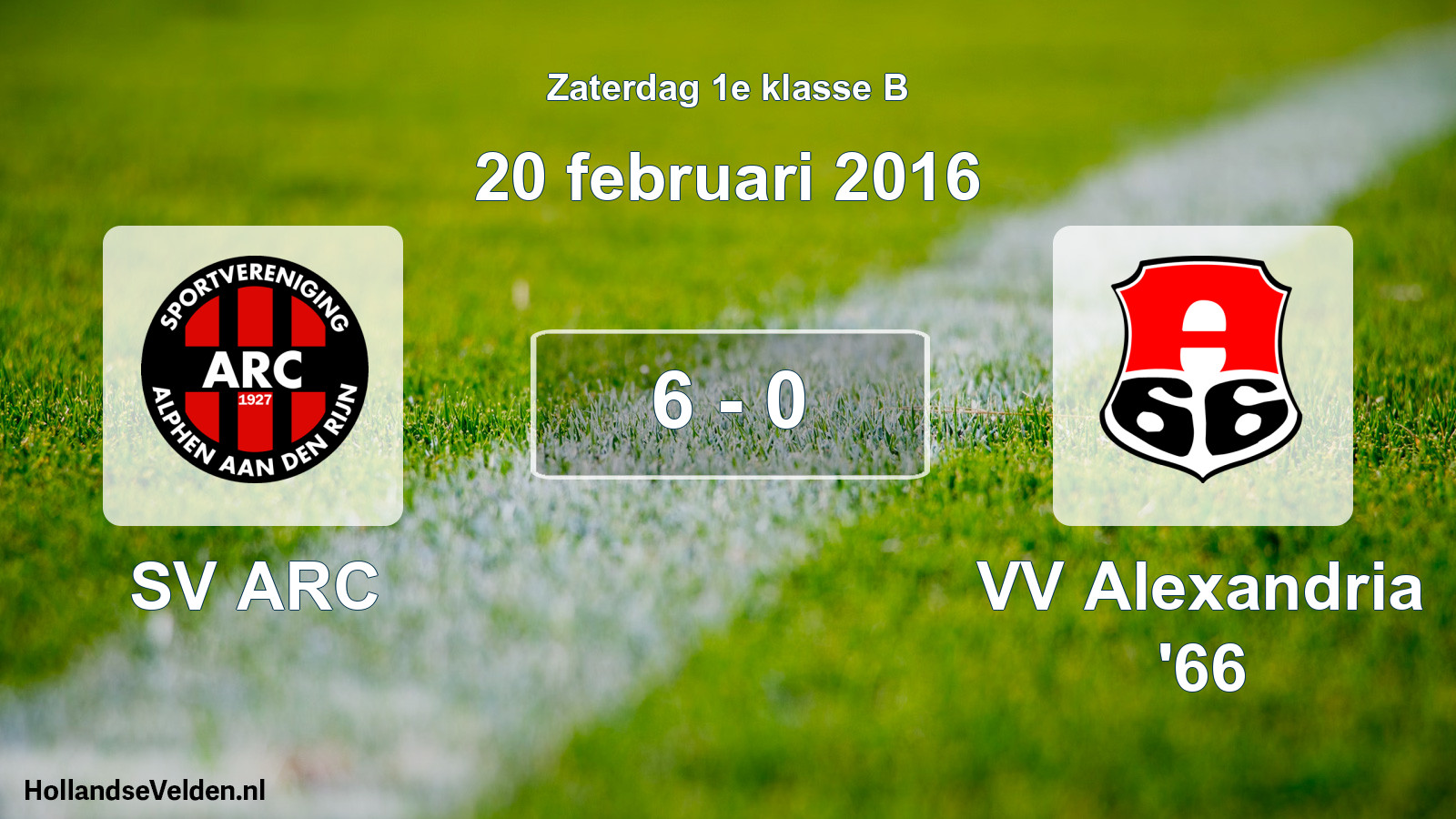 Total number of matches played: SV ARC - VV Alexandria '66 6 - 0 (20 February 2016)
