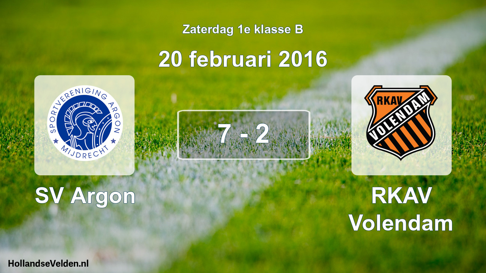 Total number of matches played: SV Argon - RKAV Volendam 7 - 2 (20 February 2016)