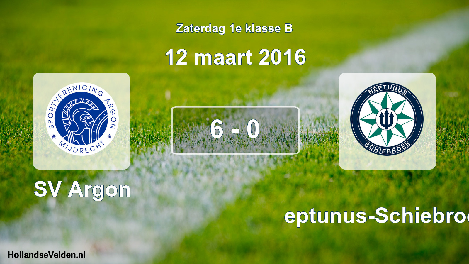 Total number of matches played: SV Argon - Neptunus-Schiebroek 6 - 0 (12 March 2016)