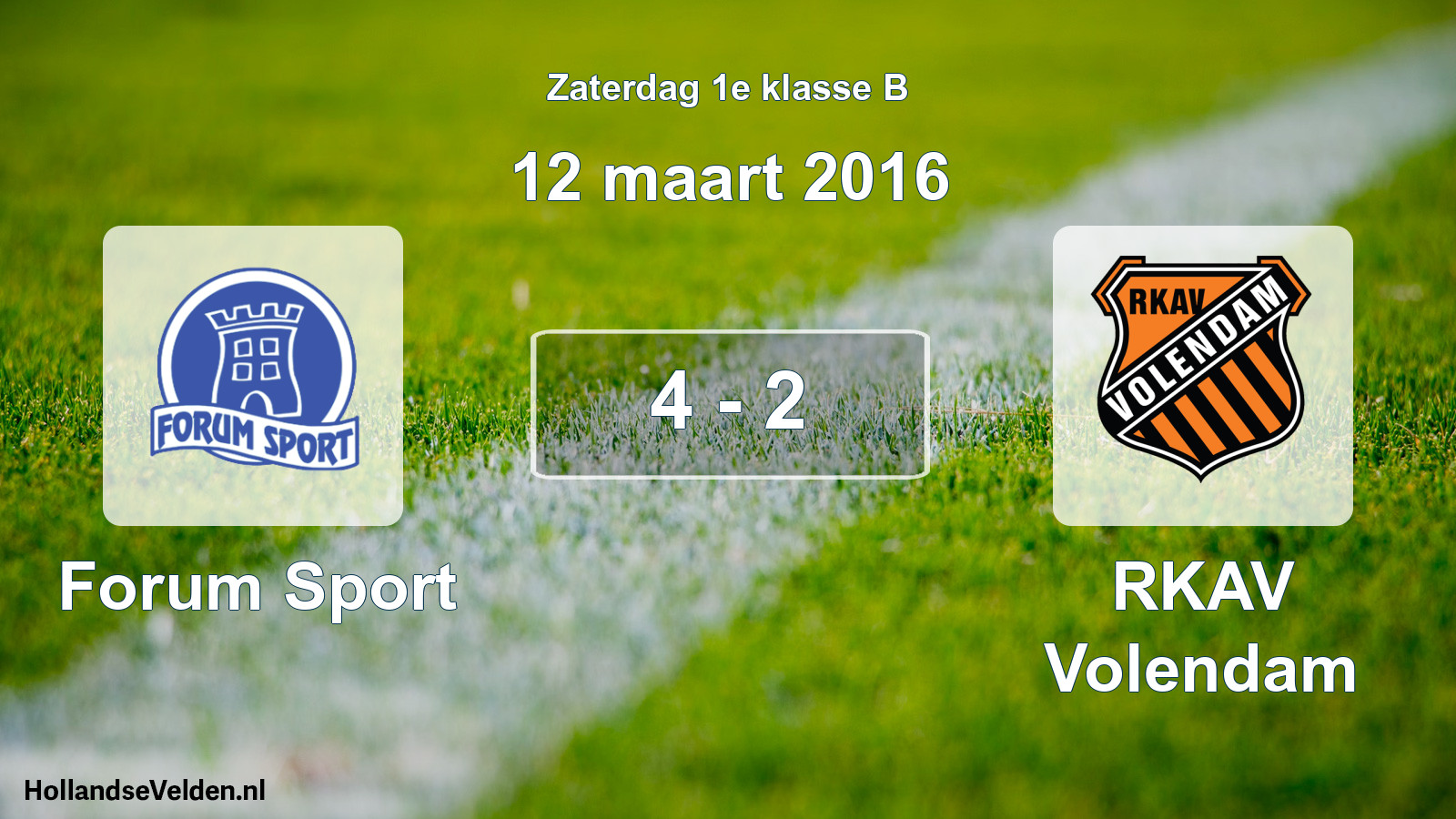 Total number of matches played: Forum Sport - RKAV Volendam 4 - 2 (12 March 2016)