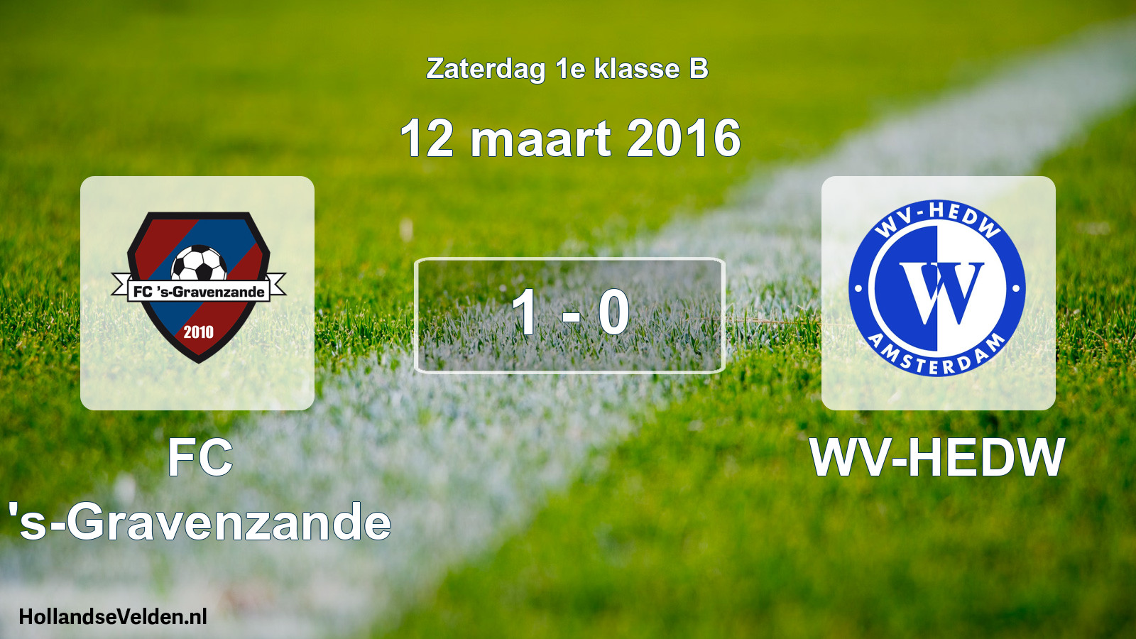 Total number of matches played: FC 's-Gravenzande - WV-HEDW 1 - 0 (12 March 2016)