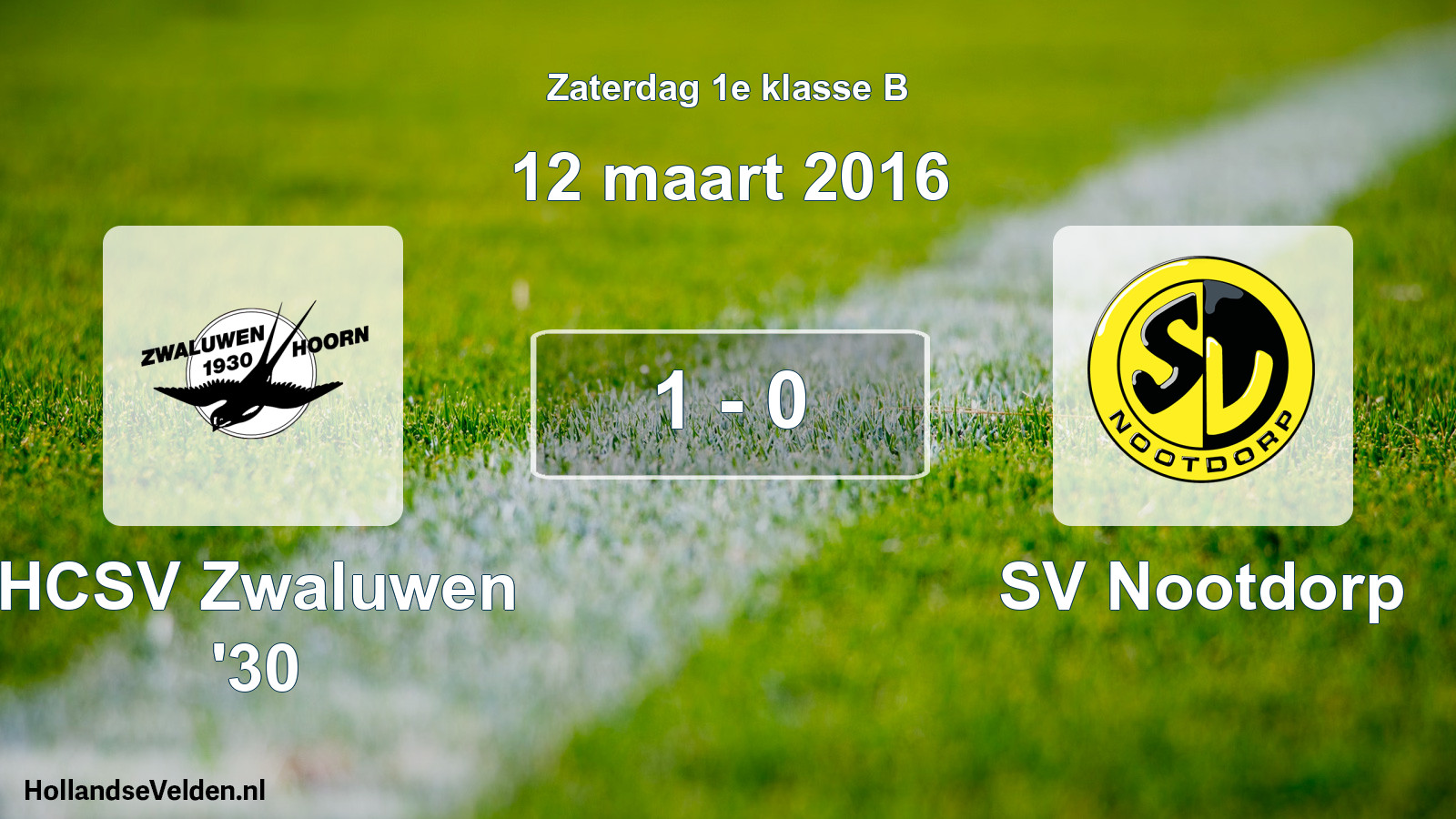 Total number of matches played: Zwaluwen '30 - SV Nootdorp 1 - 0 (12 March 2016)