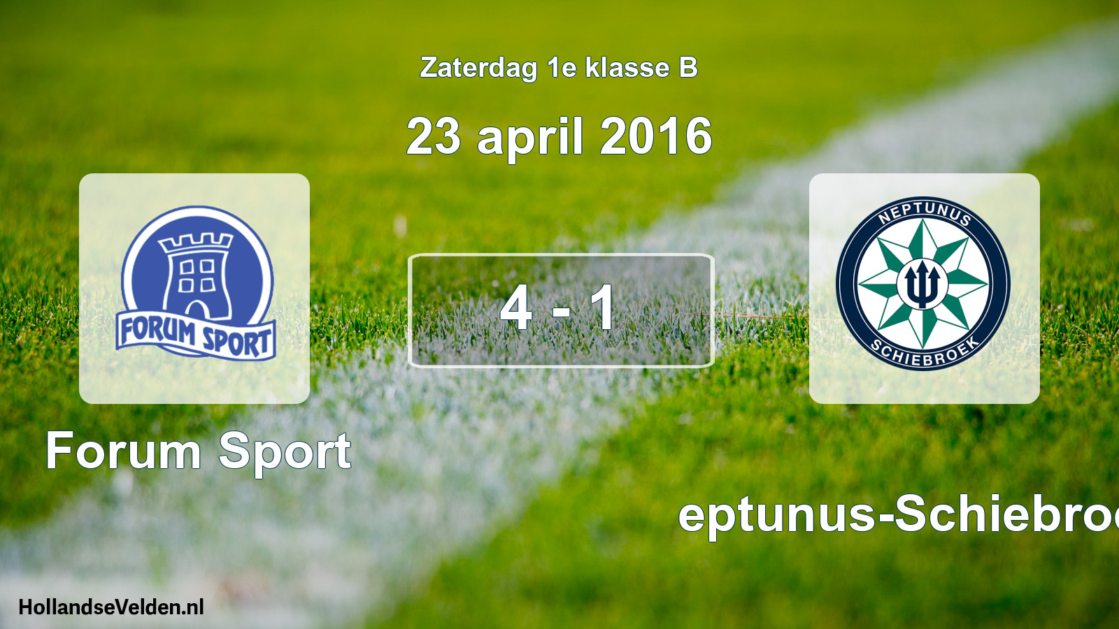 Total number of matches played: Forum Sport - Neptunus-Schiebroek 4 - 1 (23 April 2016)
