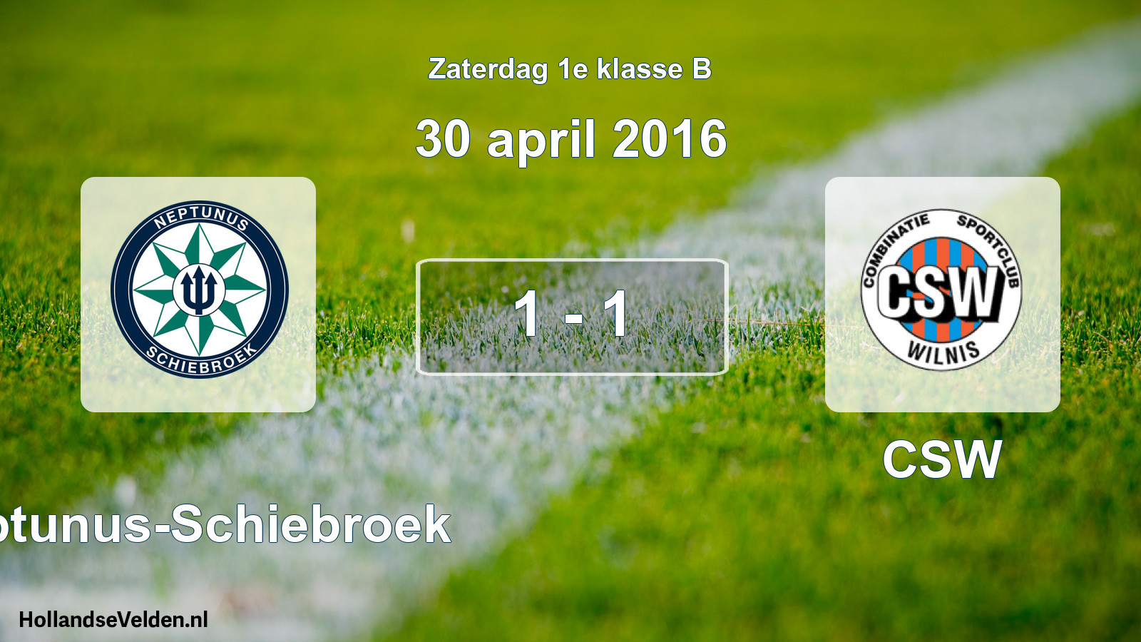 Total number of matches played: Neptunus-Schiebroek - CSW 1 - 1 (30 April 2016)