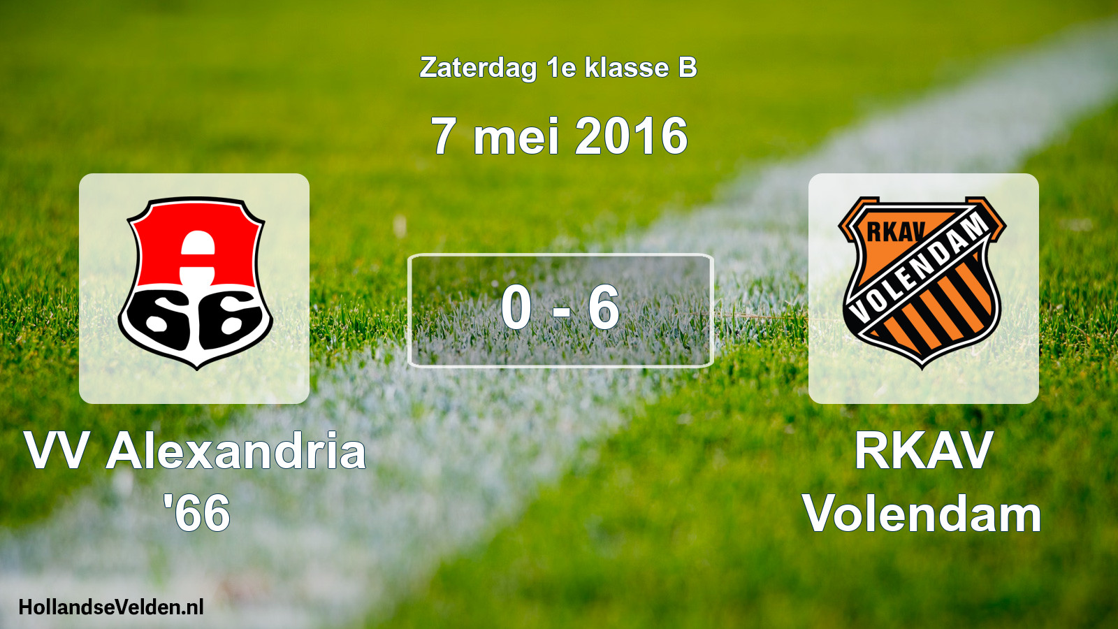 Total number of matches played: VV Alexandria '66 - RKAV Volendam 0 - 6 (7 May 2016)
