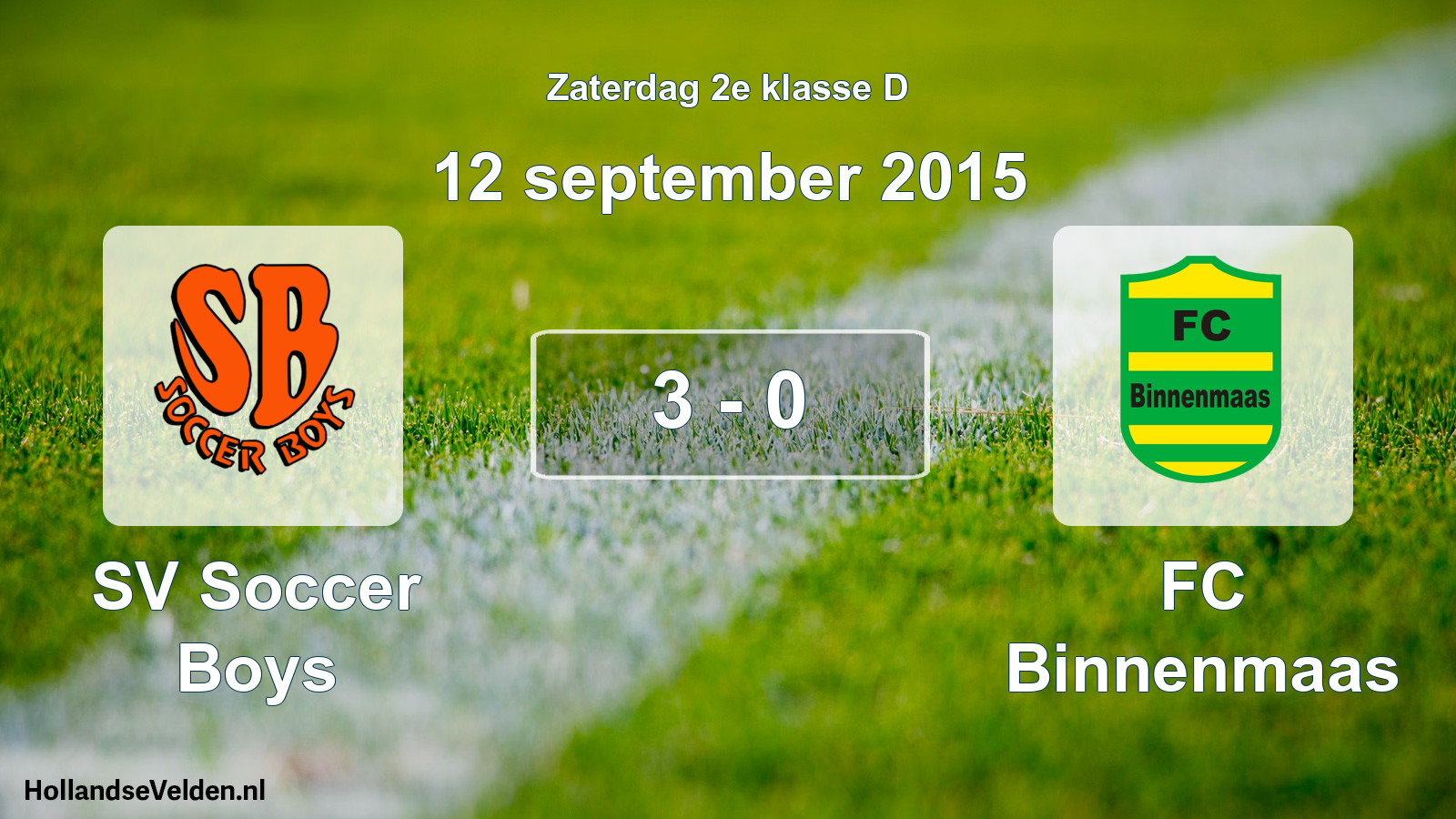 Total number of matches played: SV Soccer Boys - FC Binnenmaas 3 - 0 (12 September 2015)