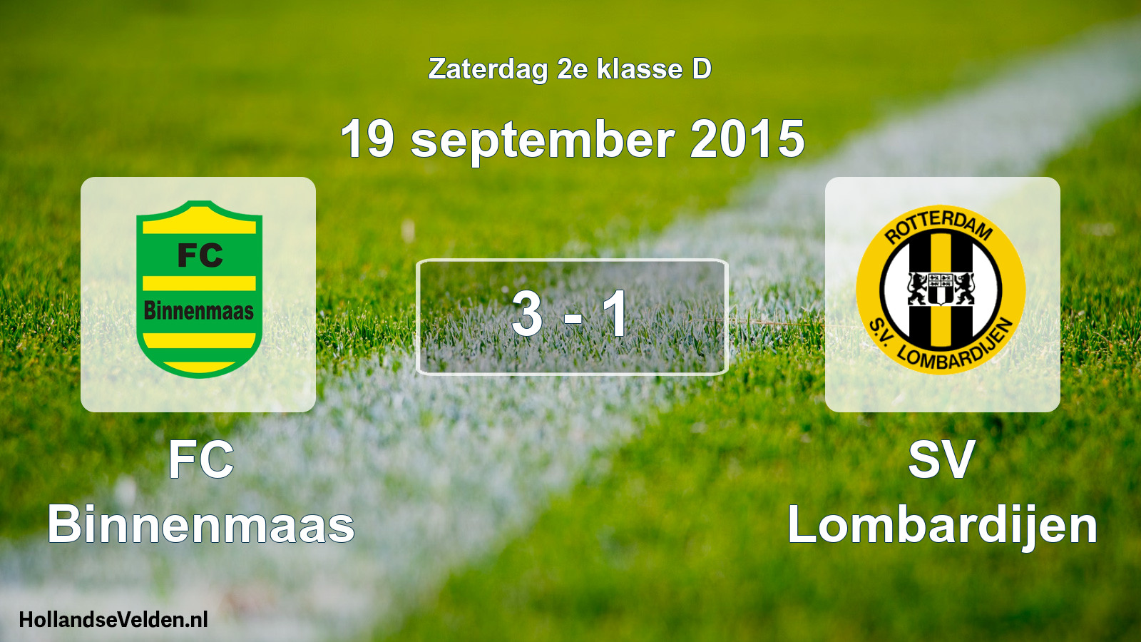 Total number of matches played: FC Binnenmaas - SV Lombardijen 3 - 1 (19 September 2015)