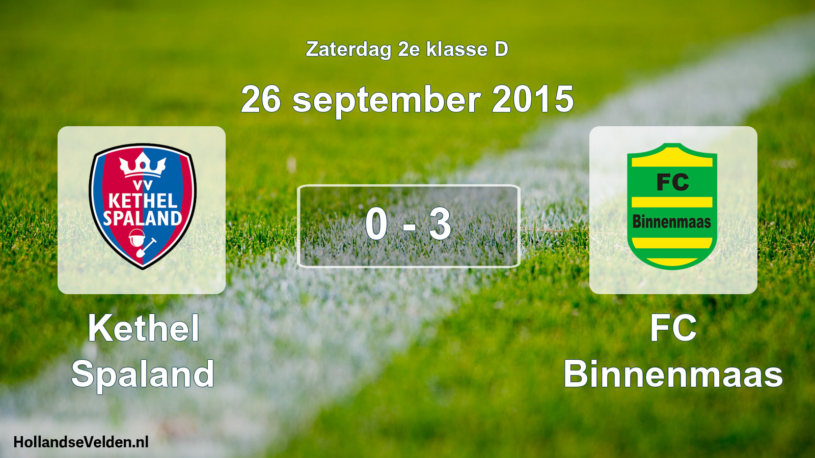 Total number of matches played: Kethel Spaland - FC Binnenmaas 0 - 3 (26 September 2015)