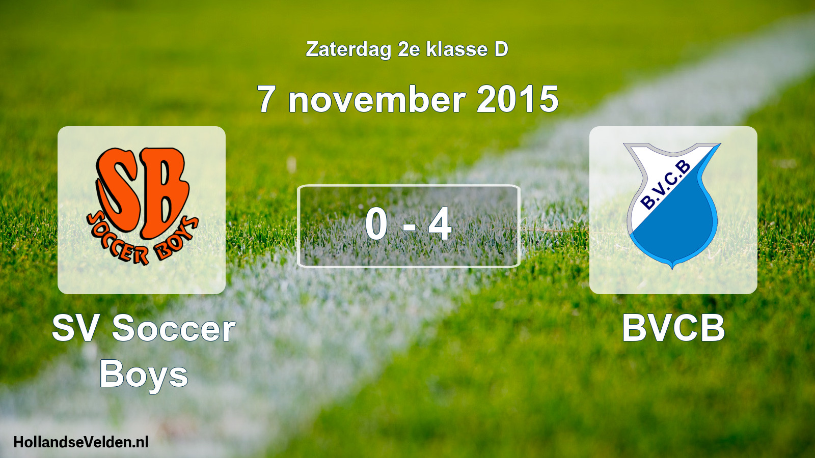 Total number of matches played: SV Soccer Boys - BVCB 0 - 4 (7 November 2015)